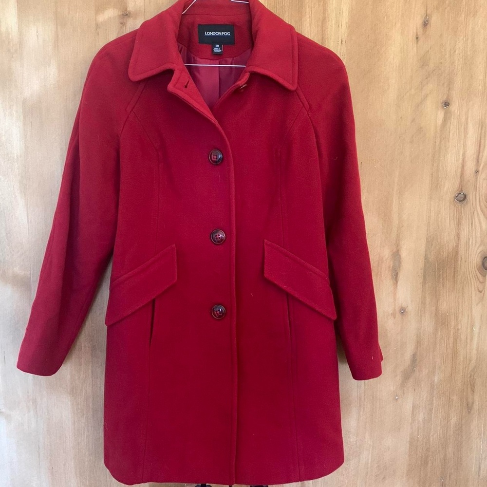 Red Wool Blend Trench Coat